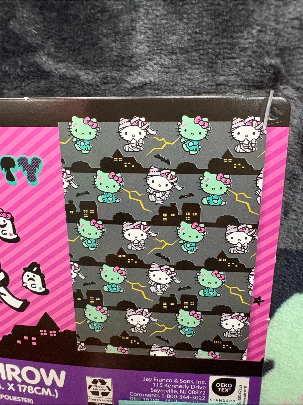 Hello Kitty Frankenstein Bat Mummy Halloween Throw Blanket 50